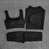 Yoganix Women Sportswear Yoga Set Workout Clothes Athletic Wear Sports Gym Legging Seamless Fitness Bra Crop Top Long Sleeve Yoga Suit