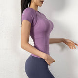 Yoganix Seamless Yoga Shirts Women Quick Dry Running Tops Tight Workout Gym Tees Female Short Sleeve Fitness Sports T-Shirts Jerseys