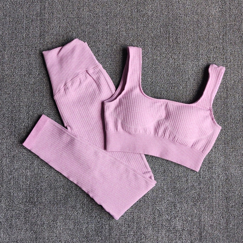 Yoganix Women Sportswear Yoga Set Workout Clothes Athletic Wear Sports Gym Legging Seamless Fitness Bra Crop Top Long Sleeve Yoga Suit