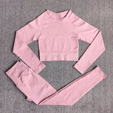 Yoganix Women Sportswear Yoga Set Workout Clothes Athletic Wear Sports Gym Legging Seamless Fitness Bra Crop Top Long Sleeve Yoga Suit