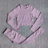 Yoganix Women Sportswear Yoga Set Workout Clothes Athletic Wear Sports Gym Legging Seamless Fitness Bra Crop Top Long Sleeve Yoga Suit