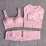 Yoganix Women Sportswear Yoga Set Workout Clothes Athletic Wear Sports Gym Legging Seamless Fitness Bra Crop Top Long Sleeve Yoga Suit