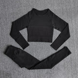 Yoganix Women Sportswear Yoga Set Workout Clothes Athletic Wear Sports Gym Legging Seamless Fitness Bra Crop Top Long Sleeve Yoga Suit