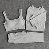 Yoganix Women Sportswear Yoga Set Workout Clothes Athletic Wear Sports Gym Legging Seamless Fitness Bra Crop Top Long Sleeve Yoga Suit