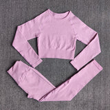 Yoganix Women Sportswear Yoga Set Workout Clothes Athletic Wear Sports Gym Legging Seamless Fitness Bra Crop Top Long Sleeve Yoga Suit