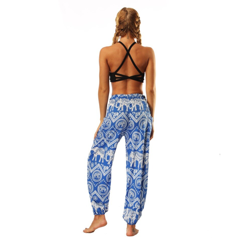 Yoganix Women Yoga Pant Fitness Trouser Pocket workout Sport Bottom Summer Breathable Ethnic Style Bloomers Dance Loose Beach Harem Pant
