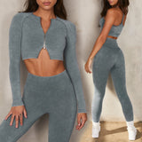 Yoganix Sport Set Women Seamless Yoga Set Sports Bra Long Sleeve Crop Top Sports Top Gym Leggings Yoga Shorts Workout Clothes For Women
