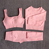 Yoganix Women Sportswear Yoga Set Workout Clothes Athletic Wear Sports Gym Legging Seamless Fitness Bra Crop Top Long Sleeve Yoga Suit