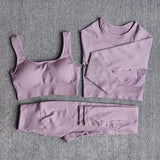 Yoganix Women Sportswear Yoga Set Workout Clothes Athletic Wear Sports Gym Legging Seamless Fitness Bra Crop Top Long Sleeve Yoga Suit