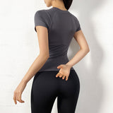 Yoganix Seamless Yoga Shirts Women Quick Dry Running Tops Tight Workout Gym Tees Female Short Sleeve Fitness Sports T-Shirts Jerseys