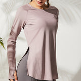 Yoganix Loose Yoga Clothes For Fitness Sport Shirt Women Blouse O-neck Workout Running Long Sleeve Femme Gym Top With Thumb Holes