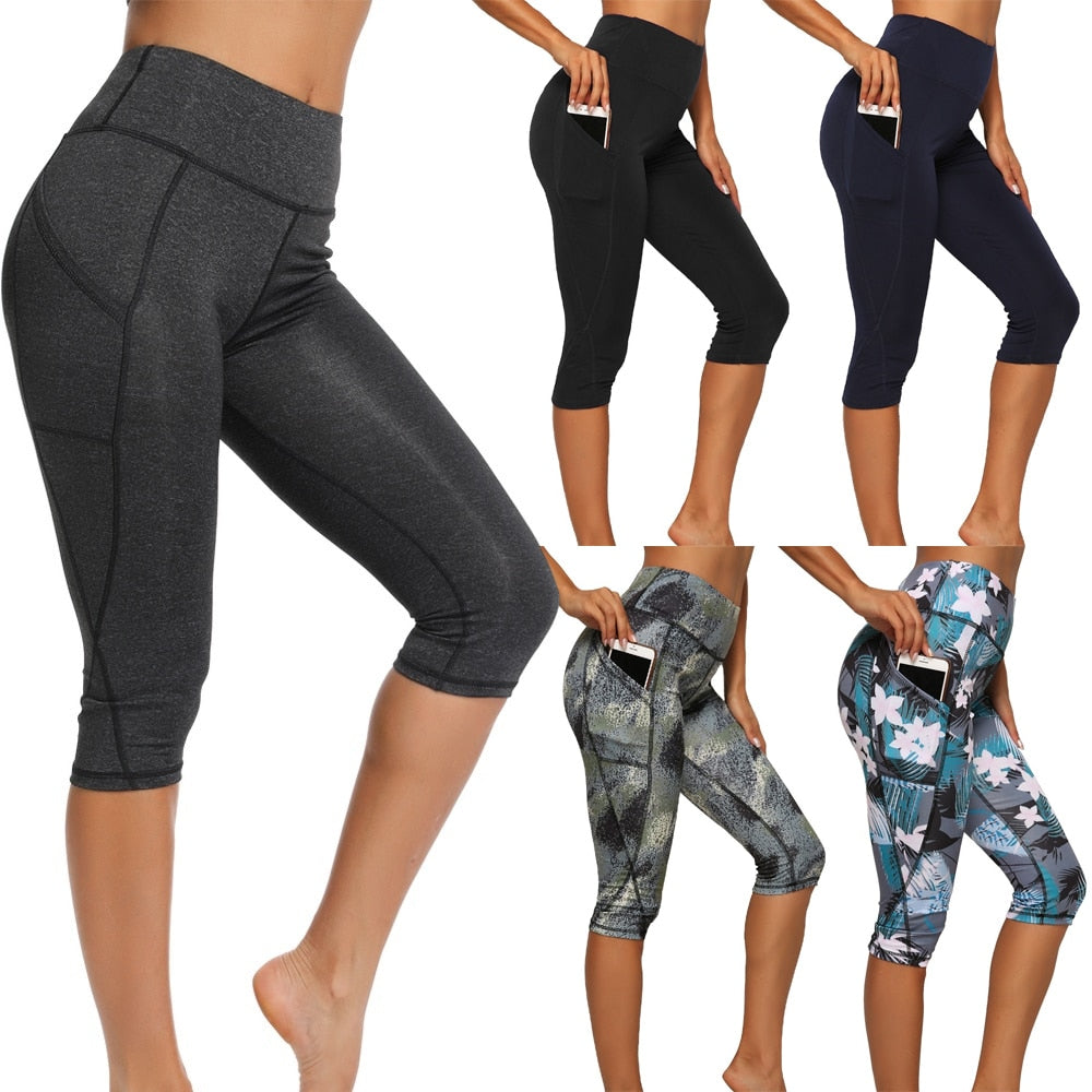 Yoganix WomenSports Pants 3/4 Gym Sport Woman Tights Casual Cropped Female Leggings For Fitness Women Yoga Pants with Side Pockets