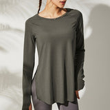 Yoganix Loose Yoga Clothes For Fitness Sport Shirt Women Blouse O-neck Workout Running Long Sleeve Femme Gym Top With Thumb Holes