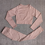 Yoganix Women Sportswear Yoga Set Workout Clothes Athletic Wear Sports Gym Legging Seamless Fitness Bra Crop Top Long Sleeve Yoga Suit