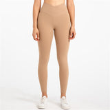 Yoganix Solid Color High Waist Fintess Yoga Leggings Women Sports Pants Tight Butter Soft Front Waist Cross Gym Clothe Compression