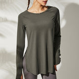 Yoganix Loose Yoga Clothes For Fitness Sport Shirt Women Blouse O-neck Workout Running Long Sleeve Femme Gym Top With Thumb Holes