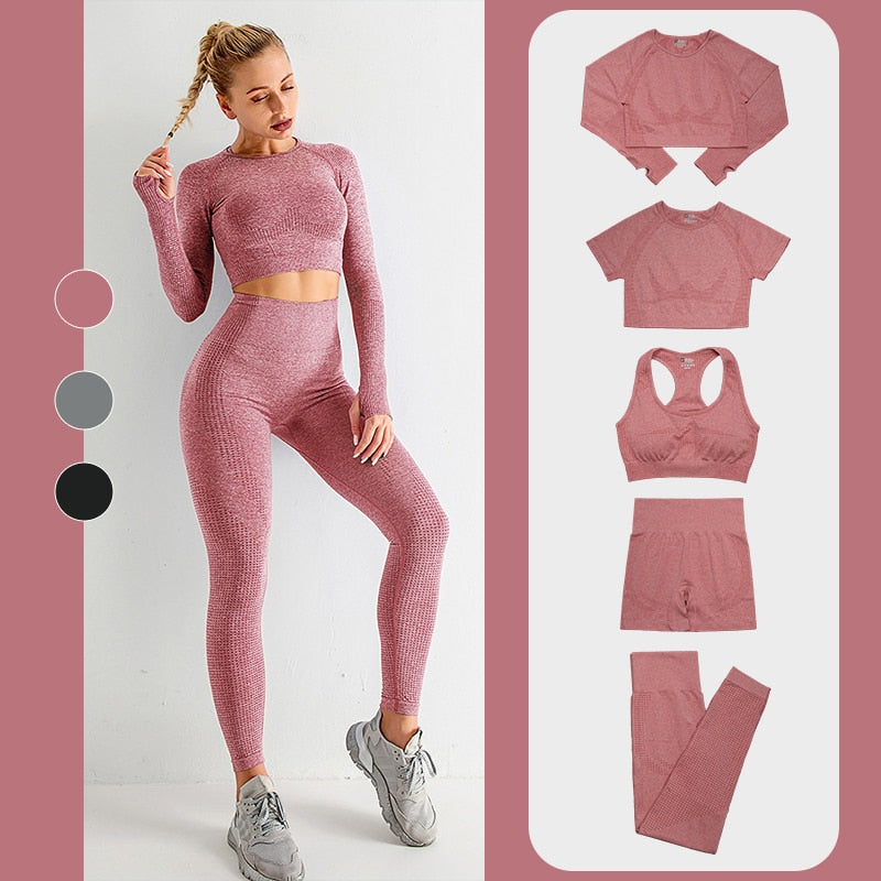 Yoganix 2/5PC Women& tracksuit Seamless Yoga Set Women Sportswear  Suit