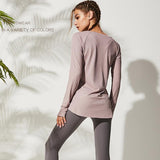 Yoganix Loose Yoga Clothes For Fitness Sport Shirt Women Blouse O-neck Workout Running Long Sleeve Femme Gym Top With Thumb Holes