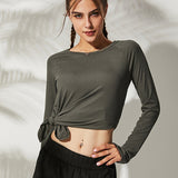 Yoganix Loose Yoga Clothes For Fitness Sport Shirt Women Blouse O-neck Workout Running Long Sleeve Femme Gym Top With Thumb Holes