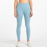 Yoganix Solid Color High Waist Fintess Yoga Leggings Women Sports Pants Tight Butter Soft Front Waist Cross Gym Clothe Compression