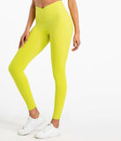Yoganix Solid Color High Waist Fintess Yoga Leggings Women Sports Pants Tight Butter Soft Front Waist Cross Gym Clothe Compression