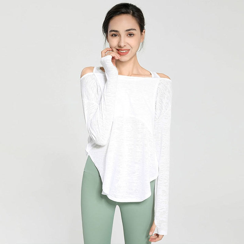 Yoganix Long Sleeve Yoga Shirts for Women Loose Sports Tee Crop Top Sports Top Women Sportswear Gym Fitness Wear Clothing Workout Female