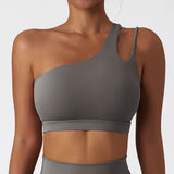 Yoganix Comfort SkinFriendly Single Strap Yoga Bra Chest Pad Running Sports Bra Stretch PullUp Underwear Vest Women Gym Fitness Tank Top