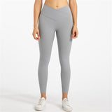 Yoganix Solid Color High Waist Fintess Yoga Leggings Women Sports Pants Tight Butter Soft Front Waist Cross Gym Clothe Compression