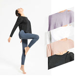 Yoganix Long Sleeve Yoga Shirts for Women Loose Sports Tee Crop Top Sports Top Women Sportswear Gym Fitness Wear Clothing Workout Female
