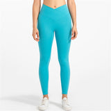 Yoganix Solid Color High Waist Fintess Yoga Leggings Women Sports Pants Tight Butter Soft Front Waist Cross Gym Clothe Compression