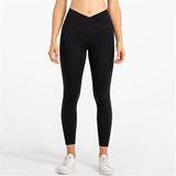 Yoganix Solid Color High Waist Fintess Yoga Leggings Women Sports Pants Tight Butter Soft Front Waist Cross Gym Clothe Compression