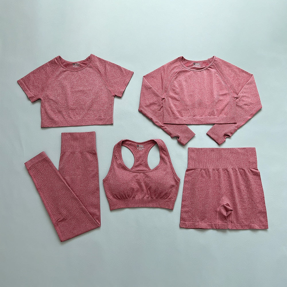 Yoganix 2/5PC Women& tracksuit Seamless Yoga Set Women Sportswear  Suit