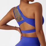 Yoganix Comfort SkinFriendly Single Strap Yoga Bra Chest Pad Running Sports Bra Stretch PullUp Underwear Vest Women Gym Fitness Tank Top