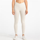 Yoganix Solid Color High Waist Fintess Yoga Leggings Women Sports Pants Tight Butter Soft Front Waist Cross Gym Clothe Compression