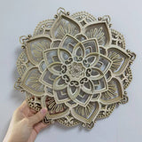 Yoganix Mandala Yoga Room Night Light LED Multi-Layer Laser Cut Carved Light LED Elegant Wooden Mandala Hanging Light