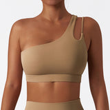 Yoganix Comfort SkinFriendly Single Strap Yoga Bra Chest Pad Running Sports Bra Stretch PullUp Underwear Vest Women Gym Fitness Tank Top