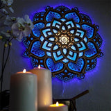 Yoganix Mandala Yoga Room Night Light LED Multi-Layer Laser Cut Carved Light LED Elegant Wooden Mandala Hanging Light