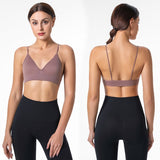 Yoganix Bymermaids Fitness Yoga Top Deep V Sexy Triangle Cup Bralette Boneless Sports Bra Seamless Push Up Bra Women's Tube Top Crop Top
