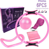 Yoganix 6 PCS Pilates Yoga Ring Exercise Fitness Magic Circle Exercise Balance Ball Elastic Belt Gym Yoga Accessories Women