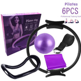 Yoganix 6 PCS Pilates Yoga Ring Exercise Fitness Magic Circle Exercise Balance Ball Elastic Belt Gym Yoga Accessories Women