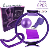 Yoganix 6 PCS Pilates Yoga Ring Exercise Fitness Magic Circle Exercise Balance Ball Elastic Belt Gym Yoga Accessories Women