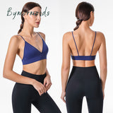 Yoganix Bymermaids Fitness Yoga Top Deep V Sexy Triangle Cup Bralette Boneless Sports Bra Seamless Push Up Bra Women's Tube Top Crop Top