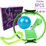 Yoganix 6 PCS Pilates Yoga Ring Exercise Fitness Magic Circle Exercise Balance Ball Elastic Belt Gym Yoga Accessories Women