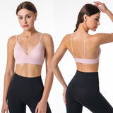 Yoganix Bymermaids Fitness Yoga Top Deep V Sexy Triangle Cup Bralette Boneless Sports Bra Seamless Push Up Bra Women's Tube Top Crop Top