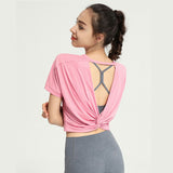 Yoganix Women's Yoga Shirt Backless Sexy Crop Top Gym Fitness Sportswear Running Workout T-shirt Sports Loose Tank Tops Jogger Vest
